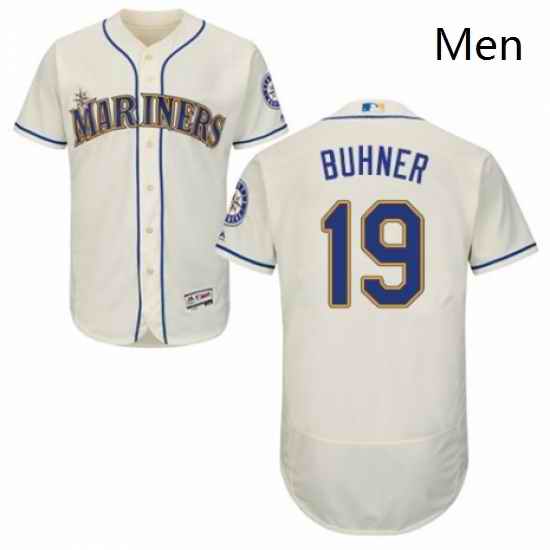 Mens Majestic Seattle Mariners 19 Jay Buhner Cream Alternate Flex Base Authentic Collection MLB Jersey